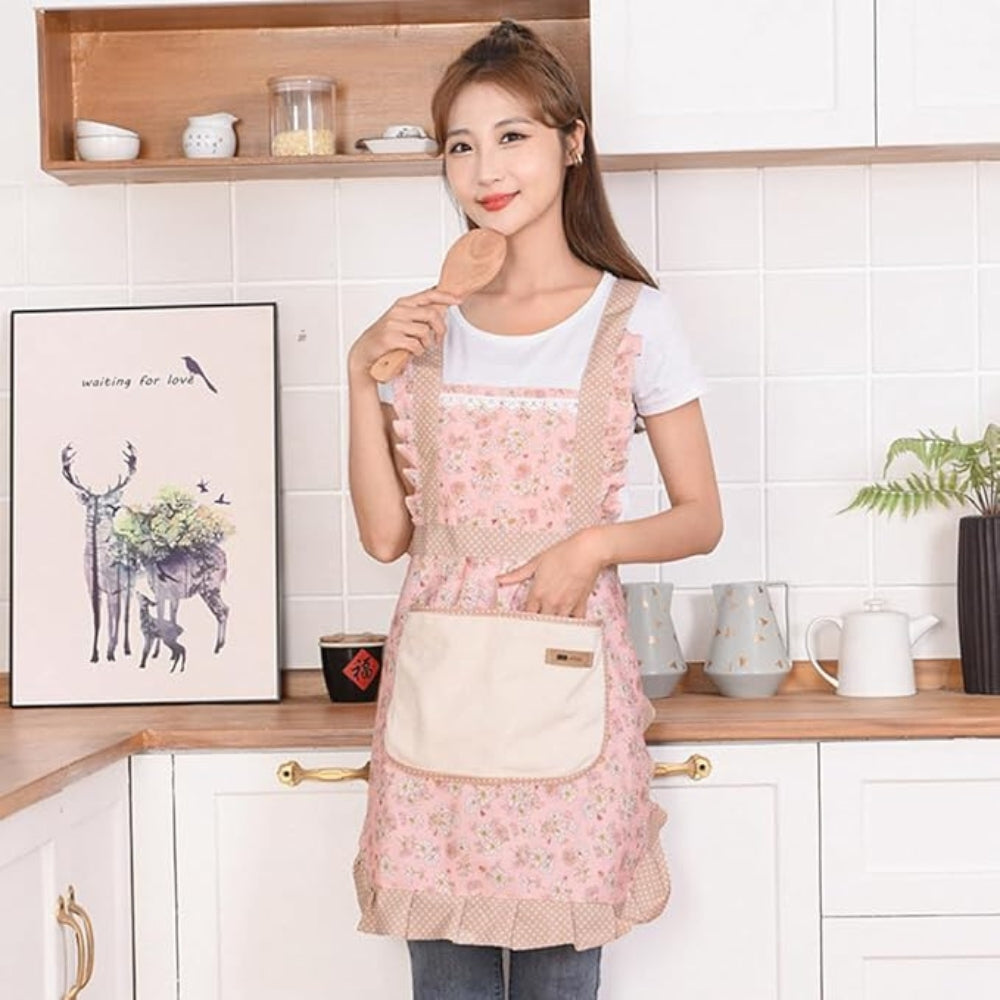 Sweet Flora Kitchen Apron – Floral Cooking & Baking Apron with Pockets