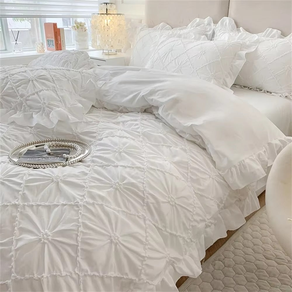 Belle Cotton Plush Ruffle Bedding Set (4 Pcs) – Soft Cosy Bedding