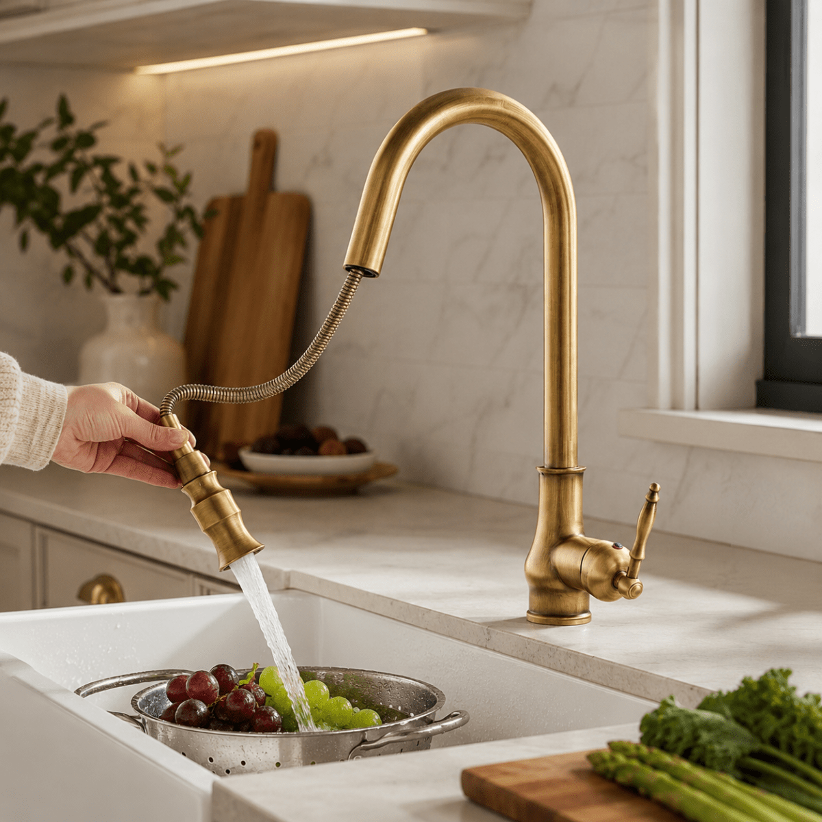 VINTASPOUT Pull-Out Kitchen Faucet – Antique Bronze Sink Mixer Tap