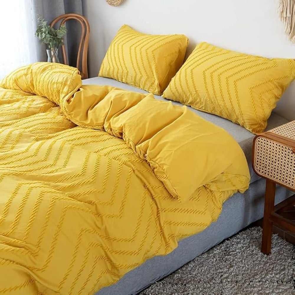 Chevron Plush Quilt Cover Set (3 Pcs) – Soft Warm Textured Bedding