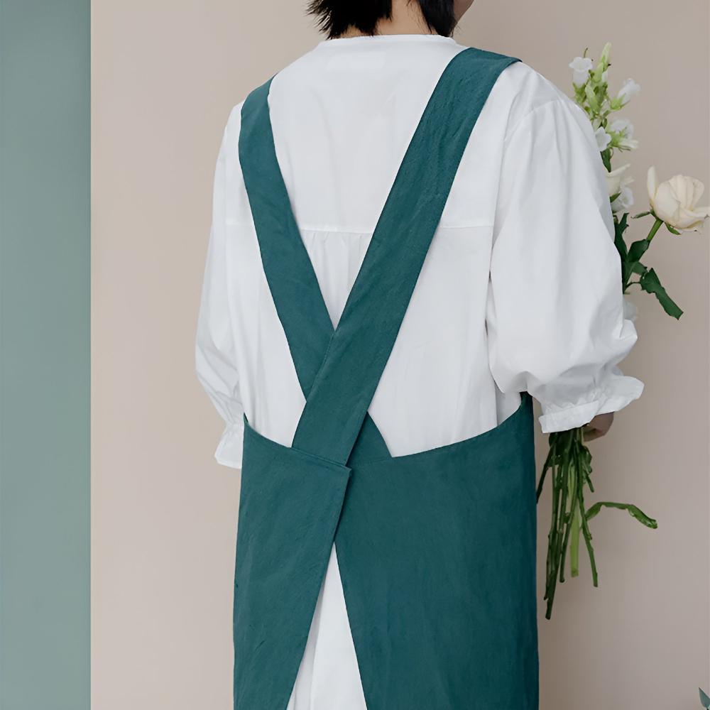 Minimalist Cross-Back Apron – Comfortable Linen-Style Kitchen Apron