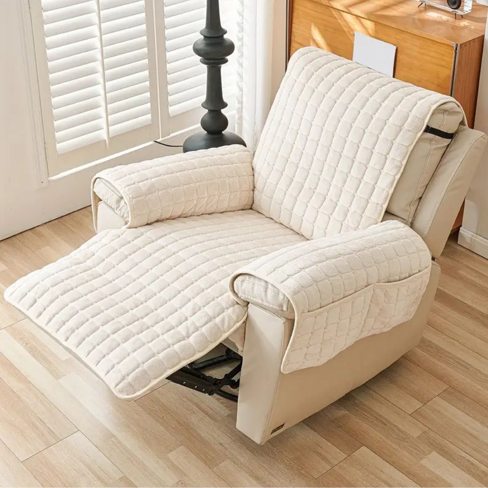 Snug Grid Recliner Cover – Stretch Non-Slip Textured Chair Slipcover