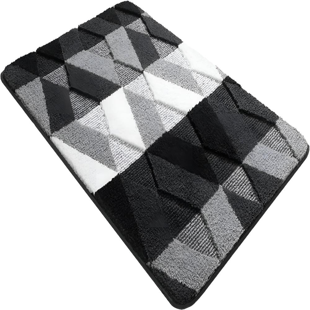 Soft Microfibre Geometric Rug – Non-Slip Absorbent Entryway Mat