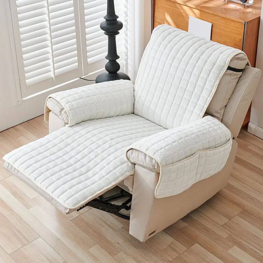 Snug Grid Recliner Cover – Stretch Non-Slip Textured Chair Slipcover