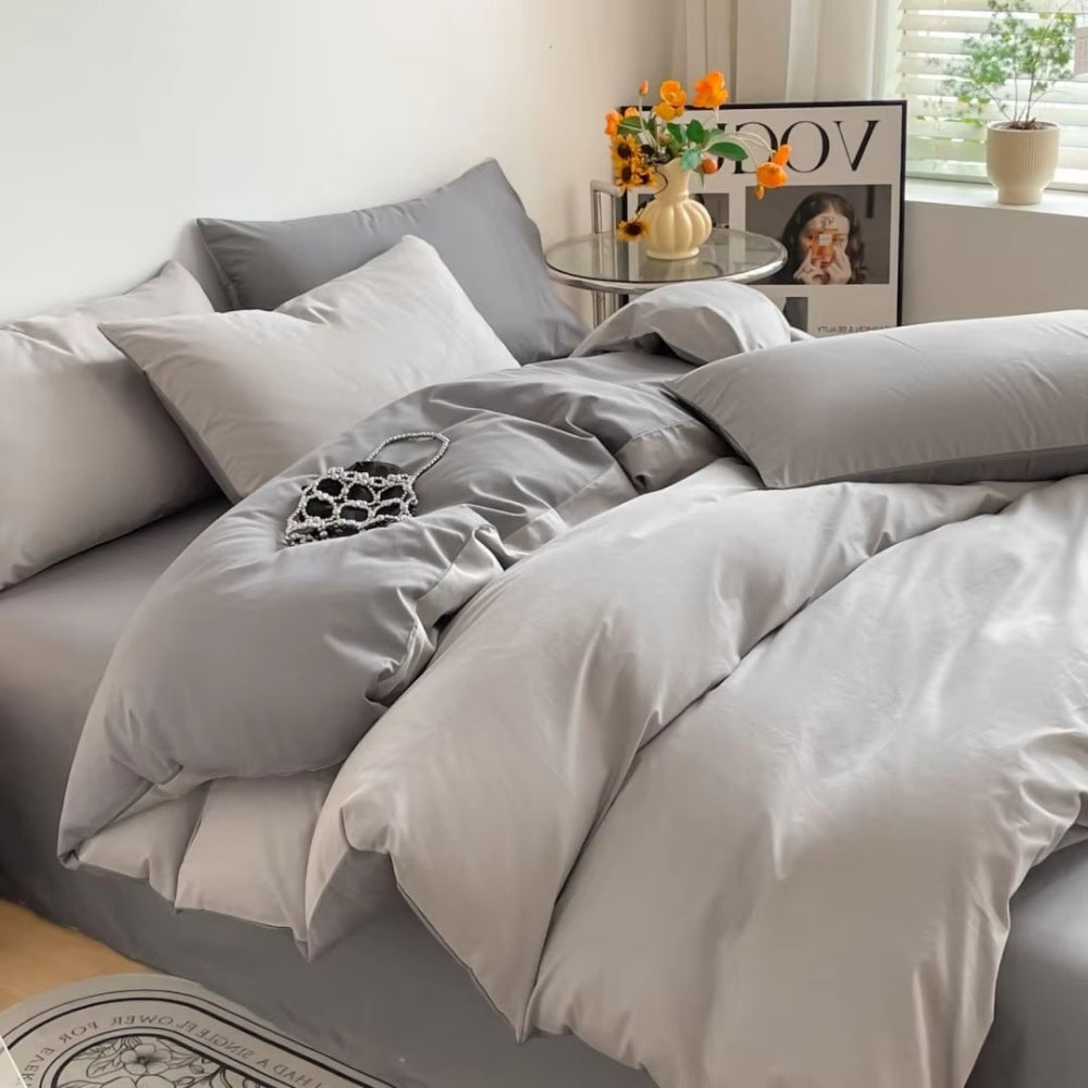 Lustova Cotton Duvet Cover Set (3 Pcs) – Soft Breathable Bedding