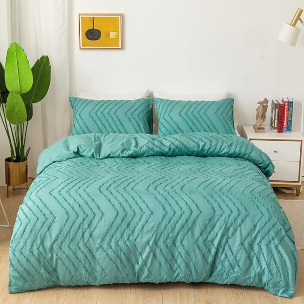 Chevron Plush Quilt Cover Set (3 Pcs) – Soft Warm Textured Bedding