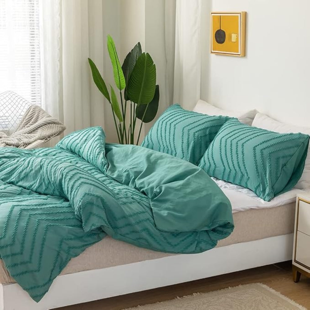 Chevron Plush Quilt Cover Set (3 Pcs) – Soft Warm Textured Bedding