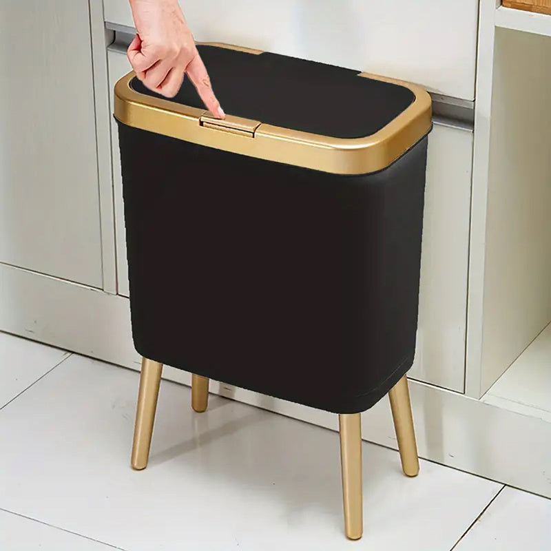 Odor-Sealed 15L Trash Can with Raised Legs – Modern Slim Kitchen & Bath Bin