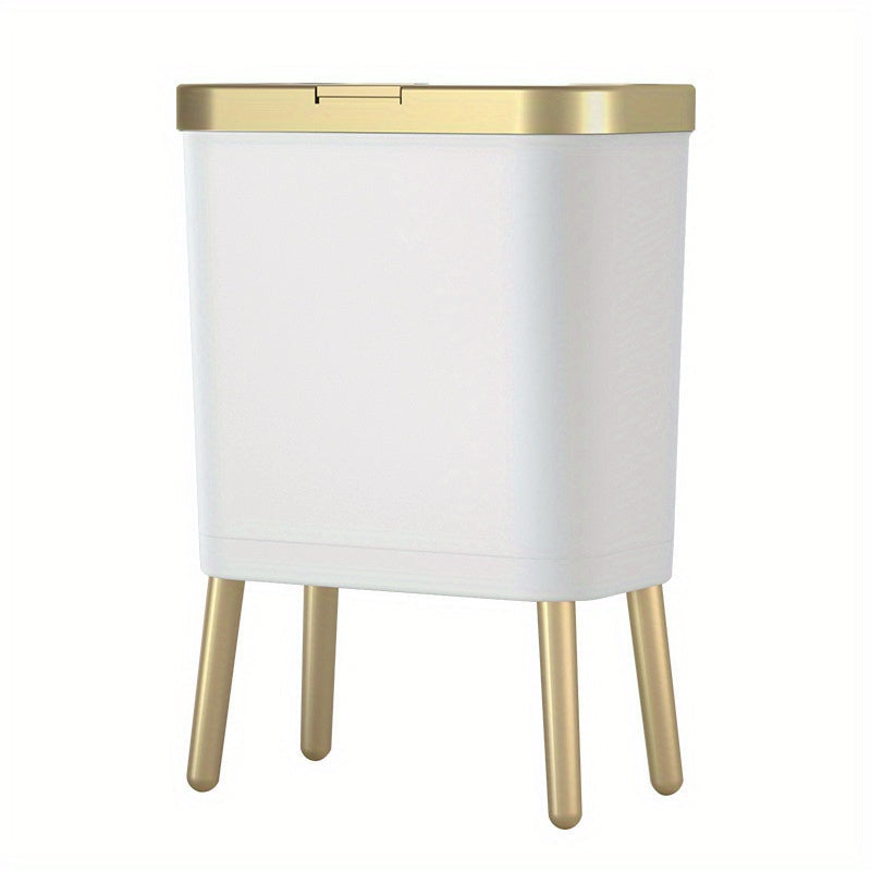 Odor-Sealed 15L Trash Can with Raised Legs – Modern Slim Kitchen & Bath Bin