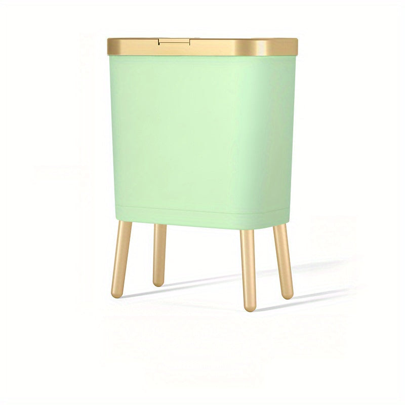 Odor-Sealed 15L Trash Can with Raised Legs – Modern Slim Kitchen & Bath Bin