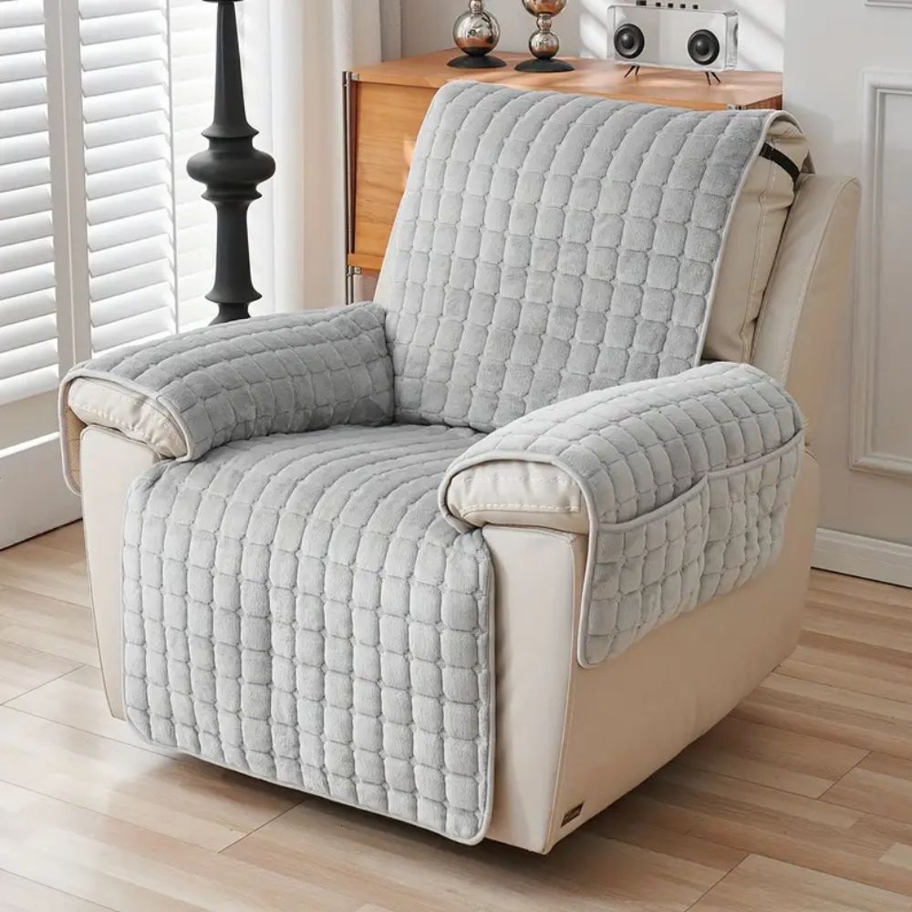 Snug Grid Recliner Cover – Stretch Non-Slip Textured Chair Slipcover
