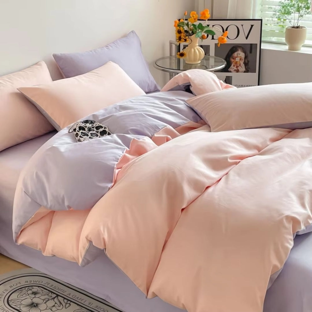 Lustova Cotton Duvet Cover Set (3 Pcs) – Soft Breathable Bedding