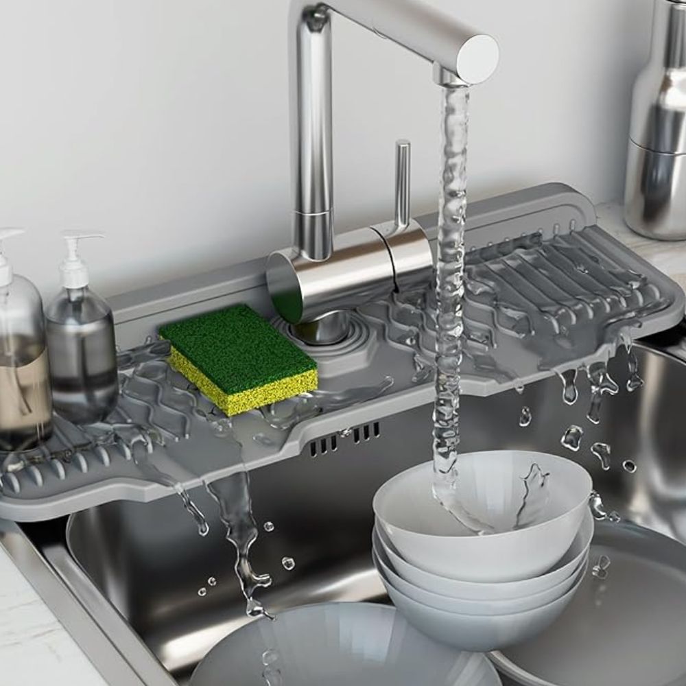 Aqua Slope Rubber Faucet Sink Mat – Draining Splash Guard for Taps