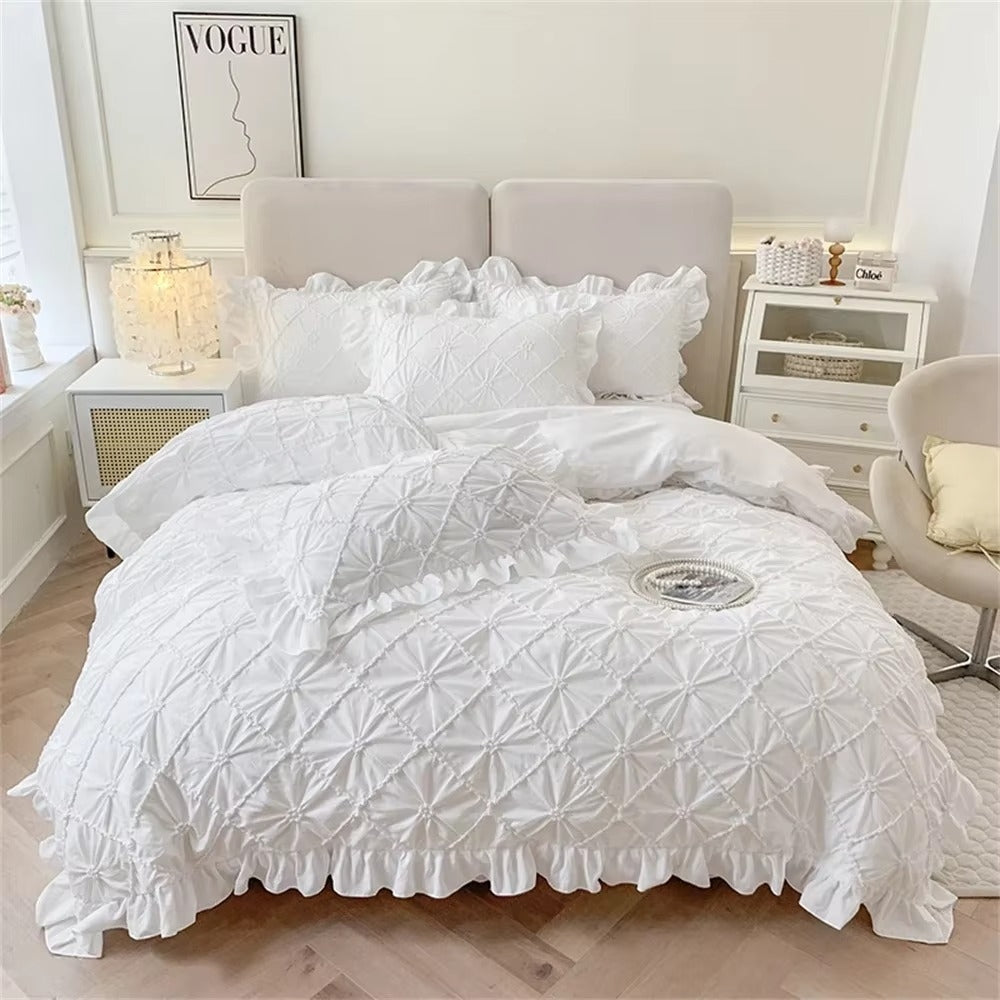 Belle Cotton Plush Ruffle Bedding Set (4 Pcs) – Soft Cosy Bedding
