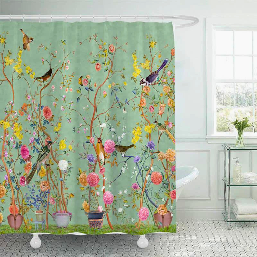 Rural Decorative Waterproof Shower Curtain – Rustic Fabric Bath Curtain