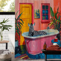Playful Pink Zebra Shower Curtain – Waterproof Fabric Bath Curtain