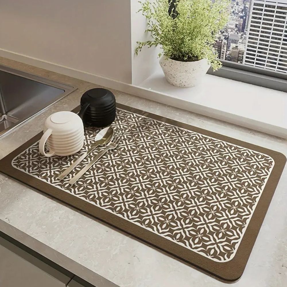 Mandala Kitchen Dish Drying Mat – Absorbent Quick-Dry Countertop Mat