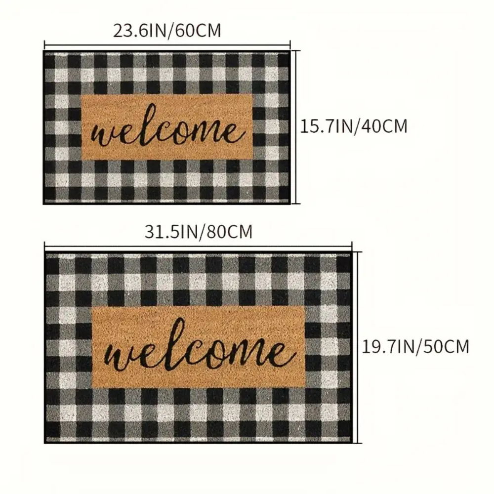 Buffalo Plaid Welcome Door Mat – Absorbent Non-Slip Entryway Mat
