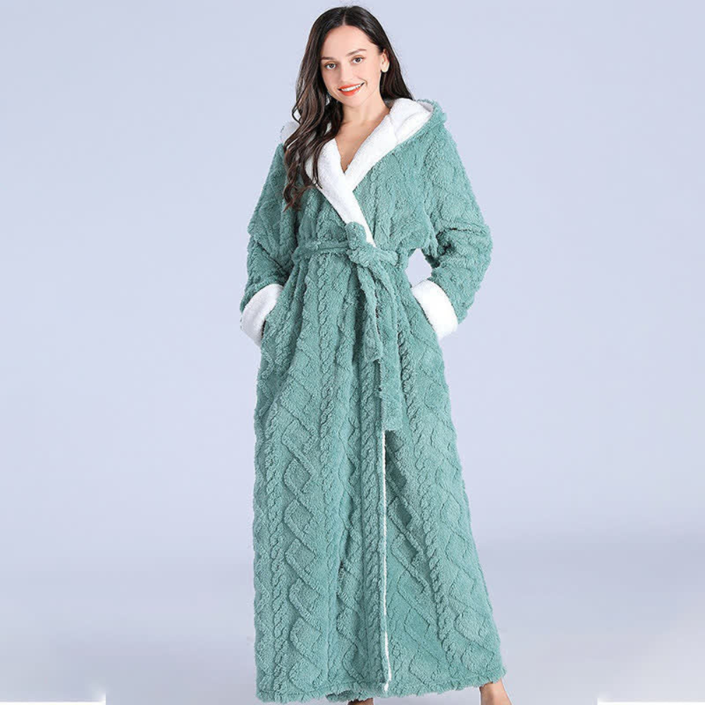 Plush Long Hooded Robe – Ultra-Soft Full-Length Bathrobe