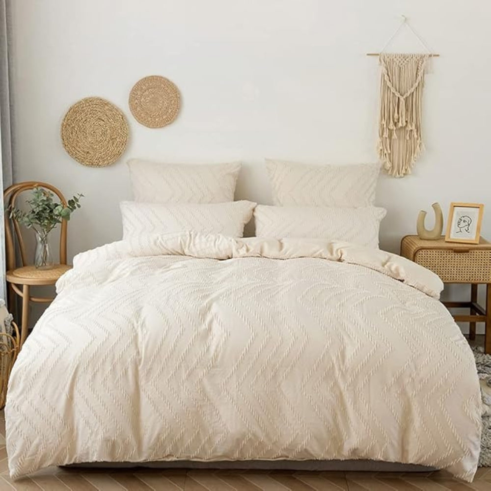 Chevron Plush Quilt Cover Set (3 Pcs) – Soft Warm Textured Bedding