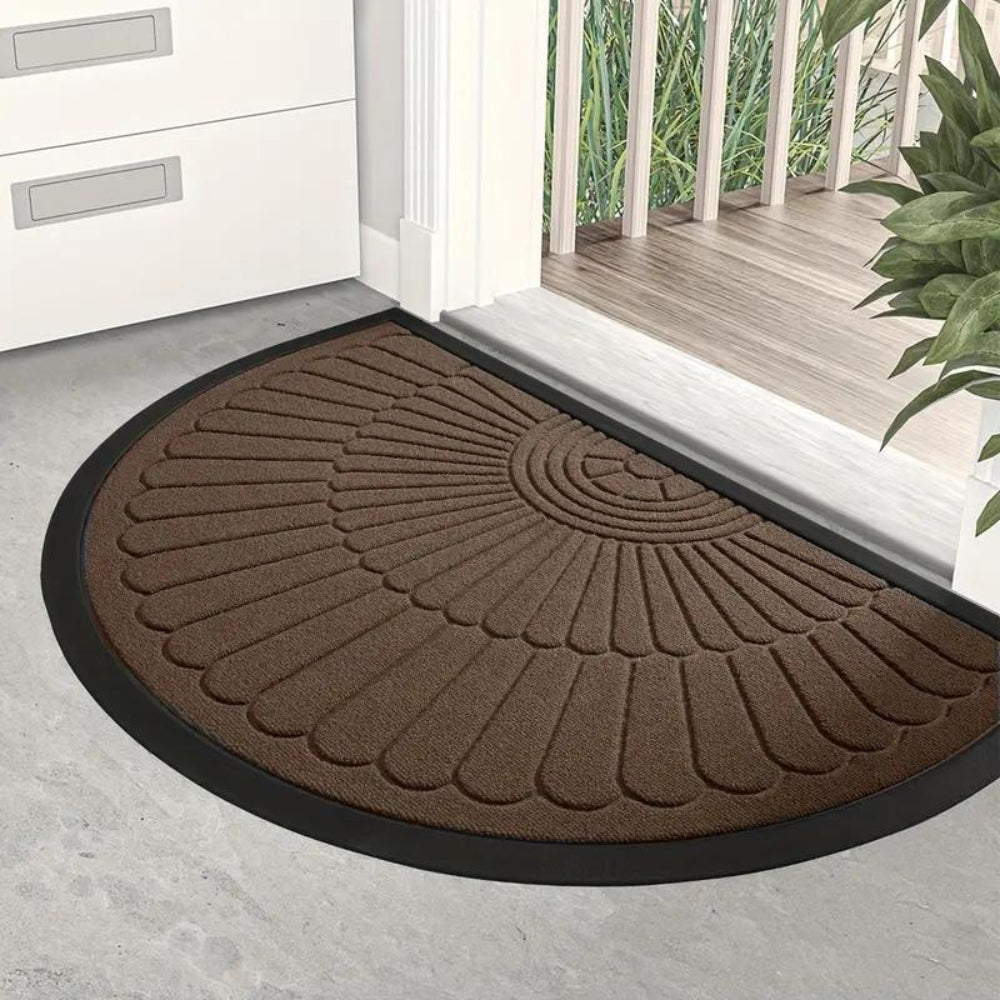Half-Circle Welcome Door Mat – Absorbent Non-Slip Entryway Mat