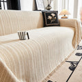Herringbone Chenille Sofa Cover – Soft Tassel-Edge Couch Slipcover
