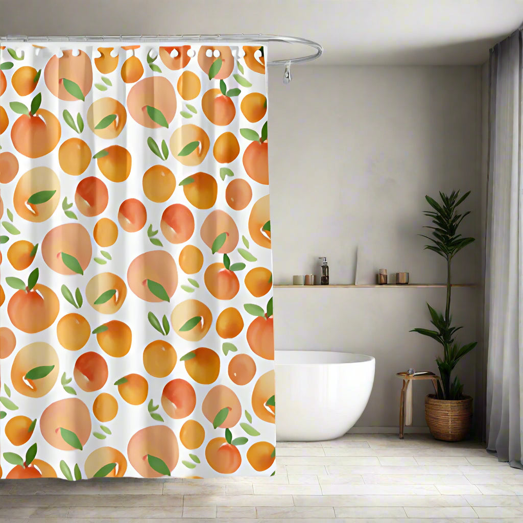Sunny Oranges Shower Curtain – Fresh Fruity Waterproof Bath Curtain