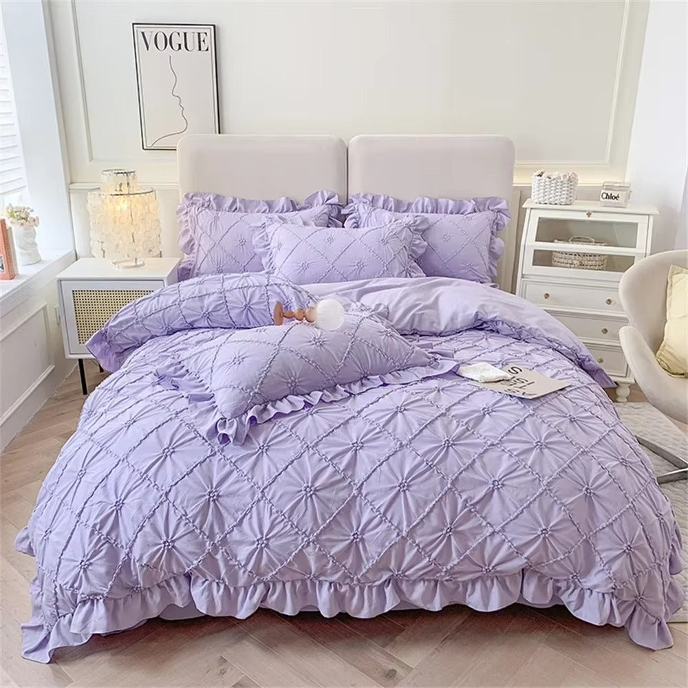 Belle Cotton Plush Ruffle Bedding Set (4 Pcs) – Soft Cosy Bedding