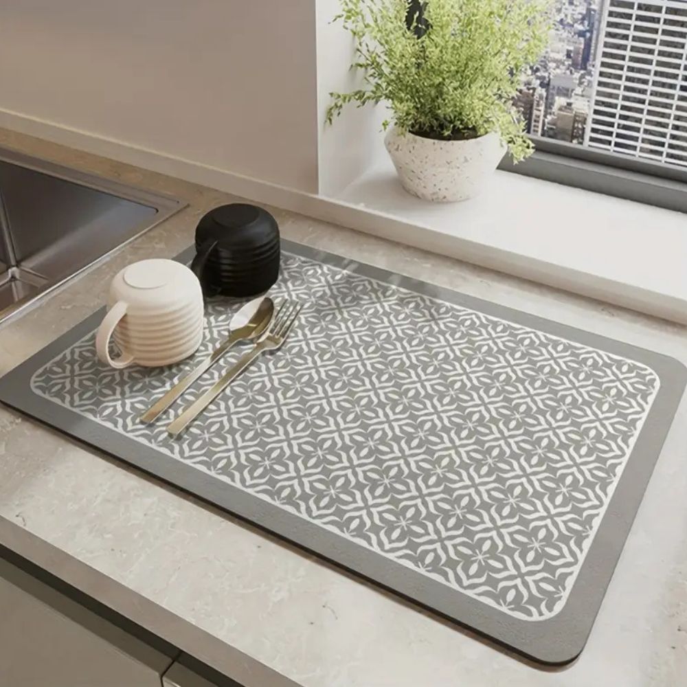 Mandala Kitchen Dish Drying Mat – Absorbent Quick-Dry Countertop Mat