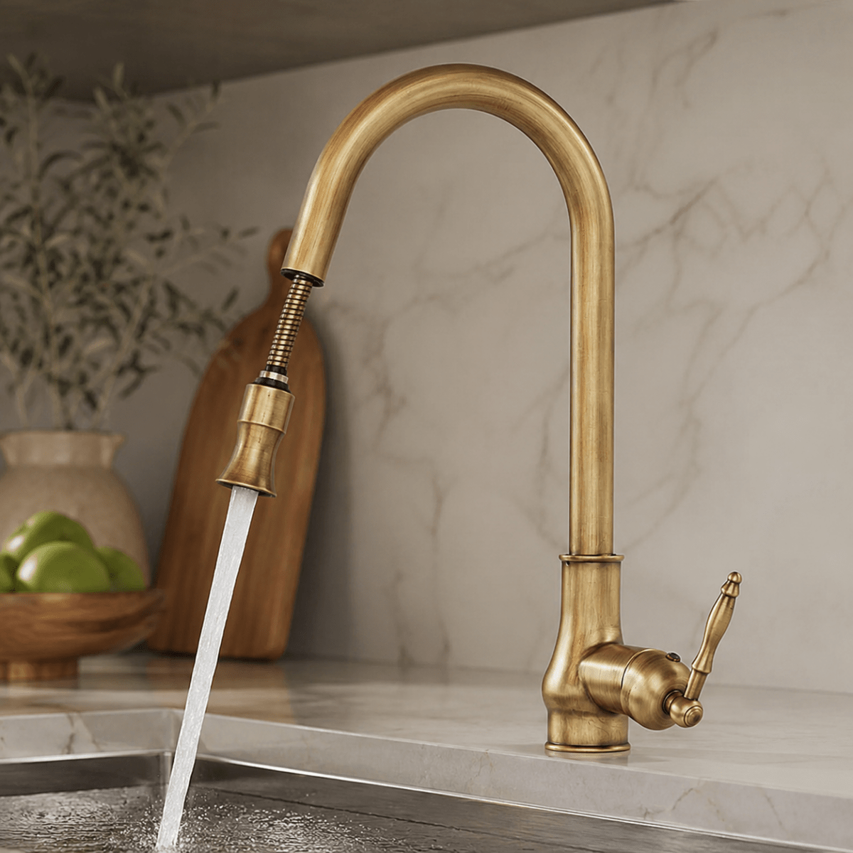 VINTASPOUT Pull-Out Kitchen Faucet – Antique Bronze Sink Mixer Tap