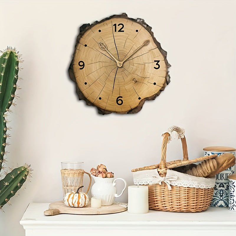 Rustic Wood Slice Wall Clock – Natural Tree-Trunk Design Decor