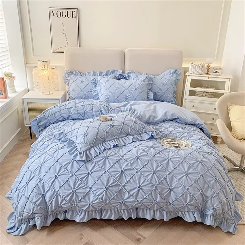 Belle Cotton Plush Ruffle Bedding Set (4 Pcs) – Soft Cosy Bedding