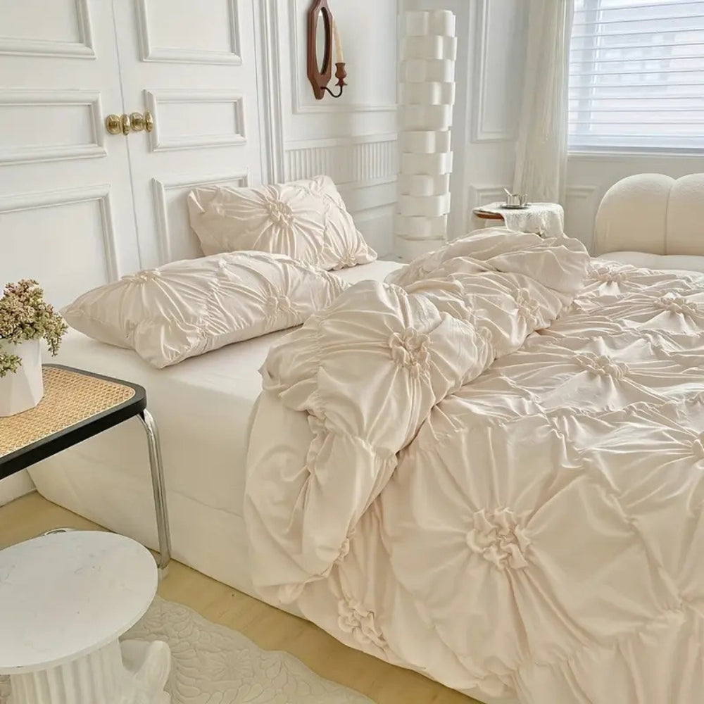 Ruffle Flower Duvet Cover Set – Soft Textured Floral Bedding