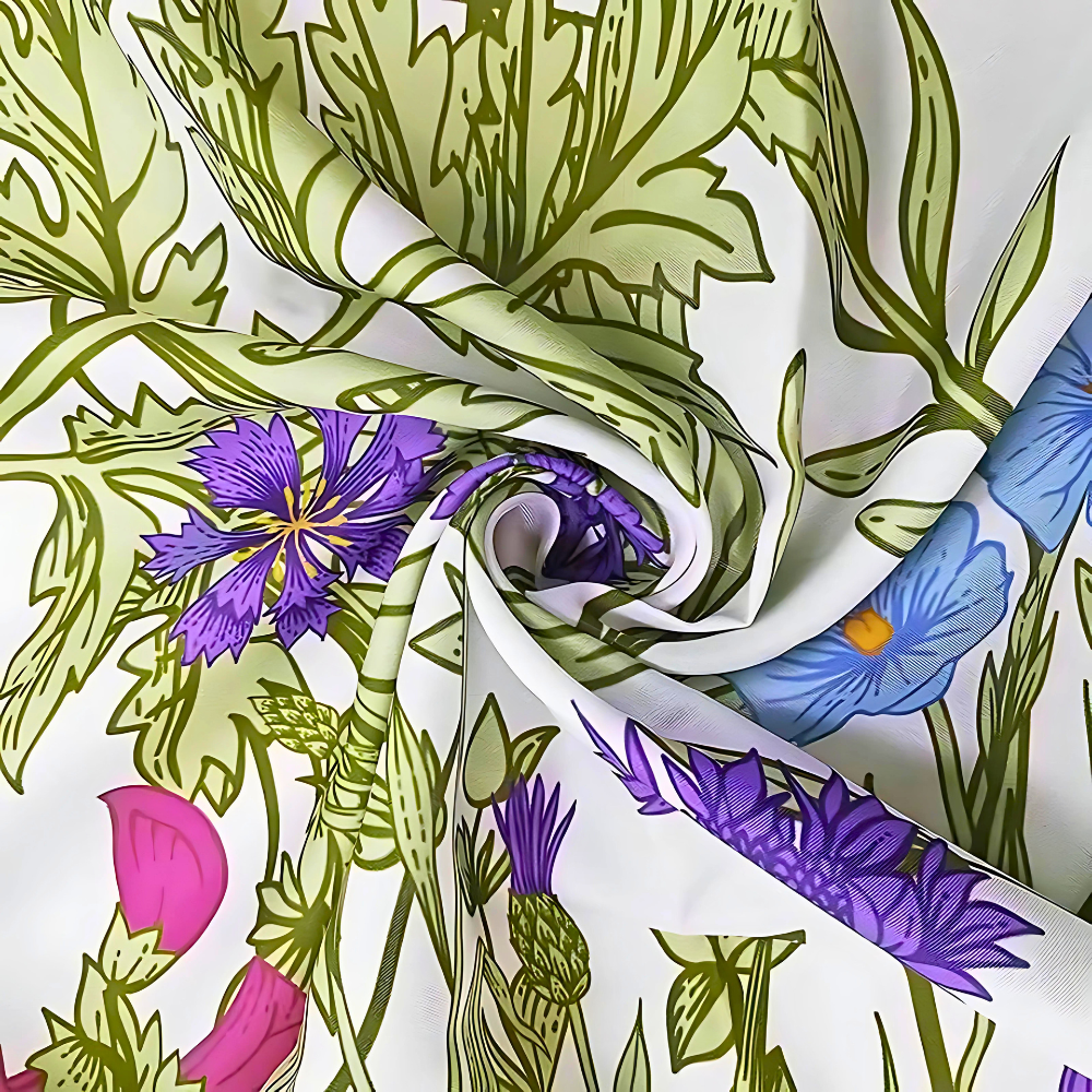 Pastoral Plants Waterproof Shower Curtain – Botanical Fabric Bath Curtain