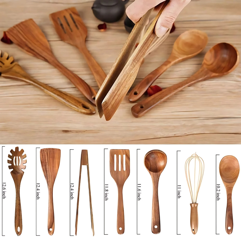 Premium Wooden Cooking Utensils – 7-Piece Natural Kitchen Tool Set