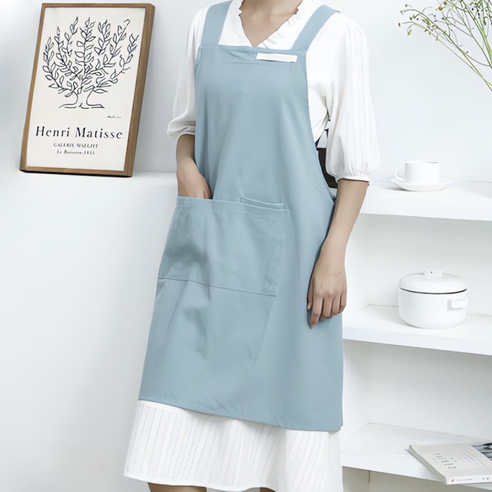 Minimalist Cross-Back Apron – Comfortable Linen-Style Kitchen Apron