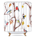 Bird & Tree Branches Shower Curtain – Natural Waterproof Bath Curtain