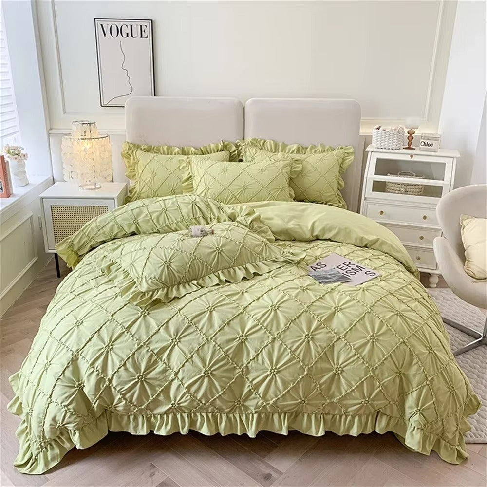 Belle Cotton Plush Ruffle Bedding Set (4 Pcs) – Soft Cosy Bedding
