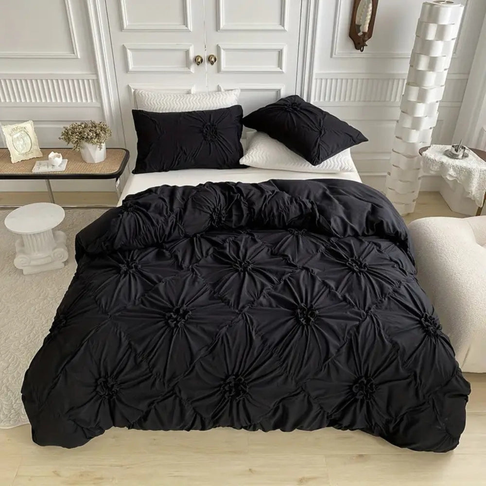 Ruffle Flower Duvet Cover Set – Soft Textured Floral Bedding