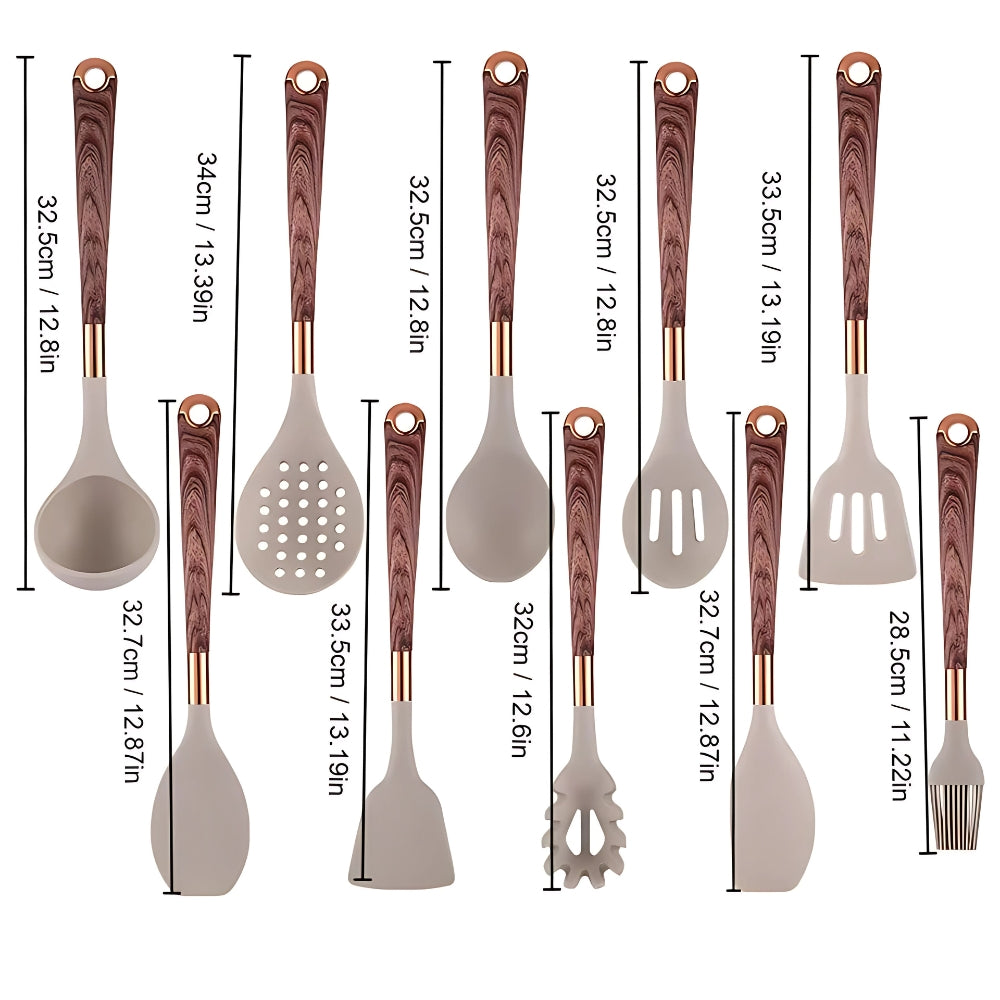 Luxe Silicone Cooking Utensils – 10-Piece Non-Stick Kitchen Tool Set