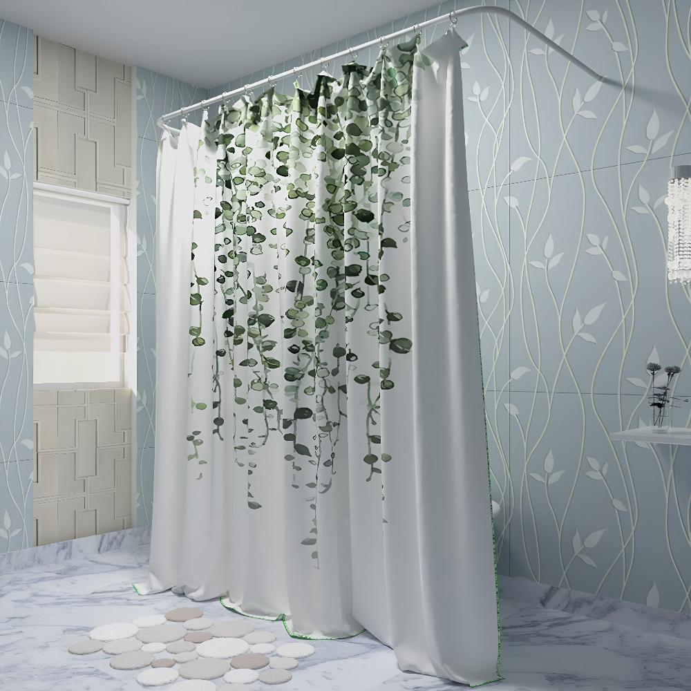 Leaf Drop Vine Shower Curtain – Botanical Waterproof Fabric Bath Curtain