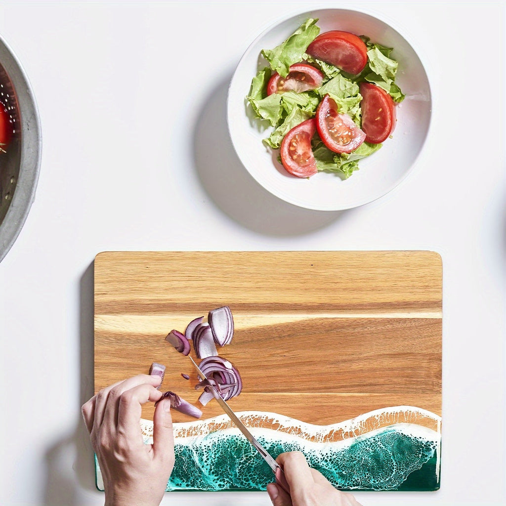 Wave Resin Acacia Serving Board – Ocean-Inspired Cheese & Charcuterie Board