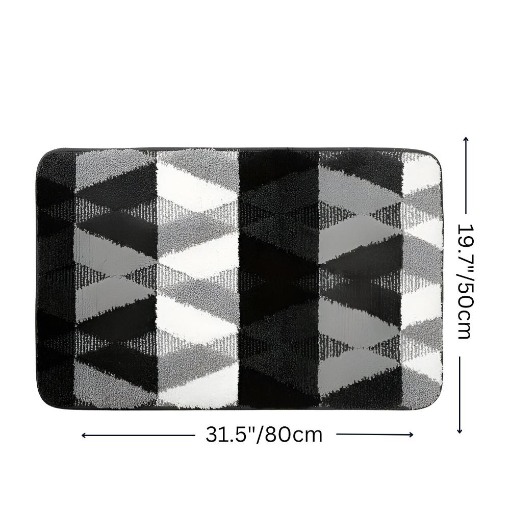 Soft Microfibre Geometric Rug – Non-Slip Absorbent Entryway Mat