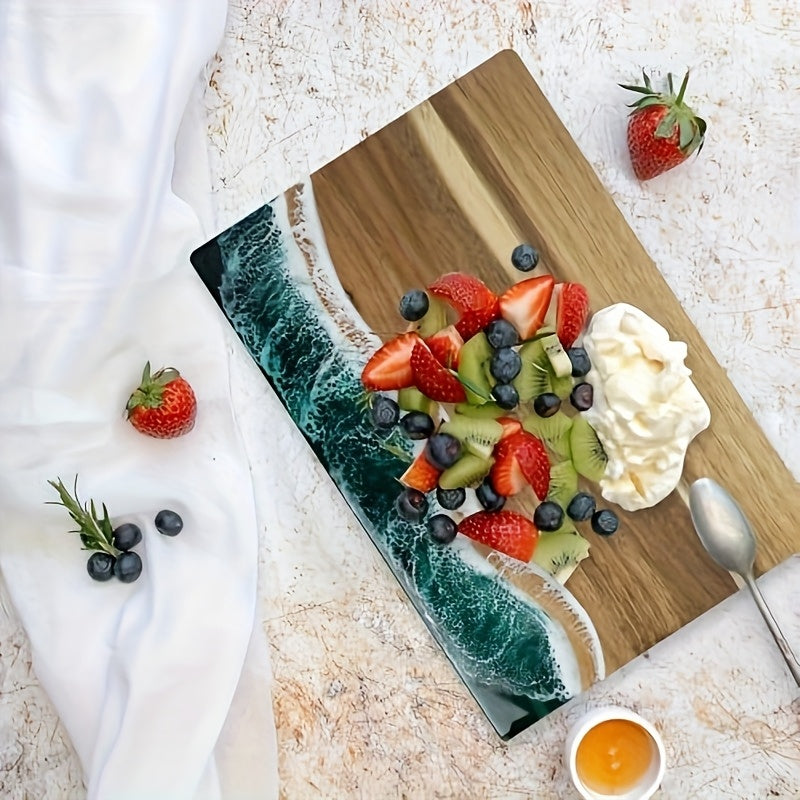Wave Resin Acacia Serving Board – Ocean-Inspired Cheese & Charcuterie Board