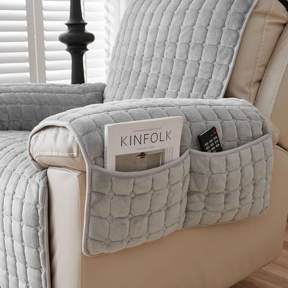 Snug Grid Recliner Cover – Stretch Non-Slip Textured Chair Slipcover