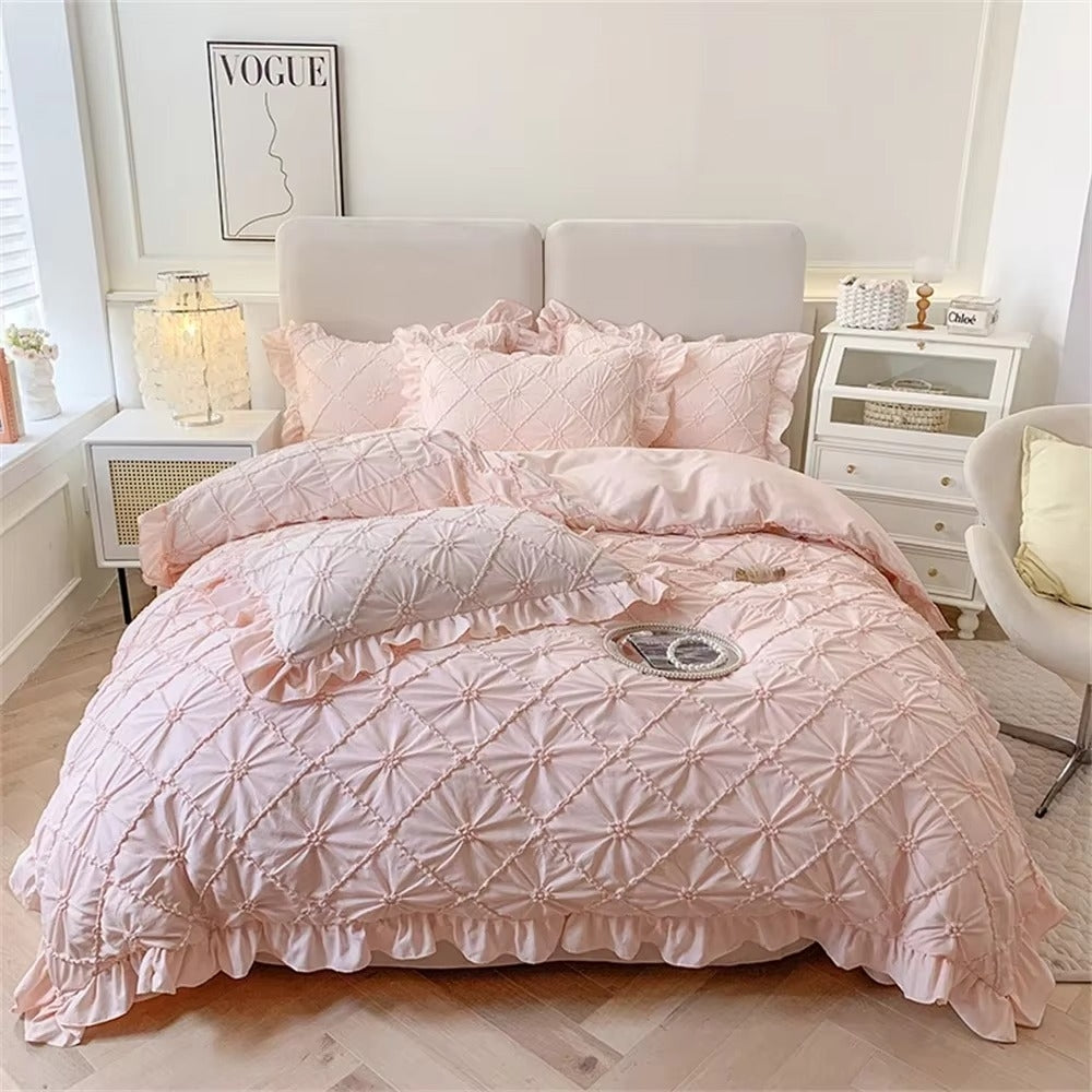 Belle Cotton Plush Ruffle Bedding Set (4 Pcs) – Soft Cosy Bedding
