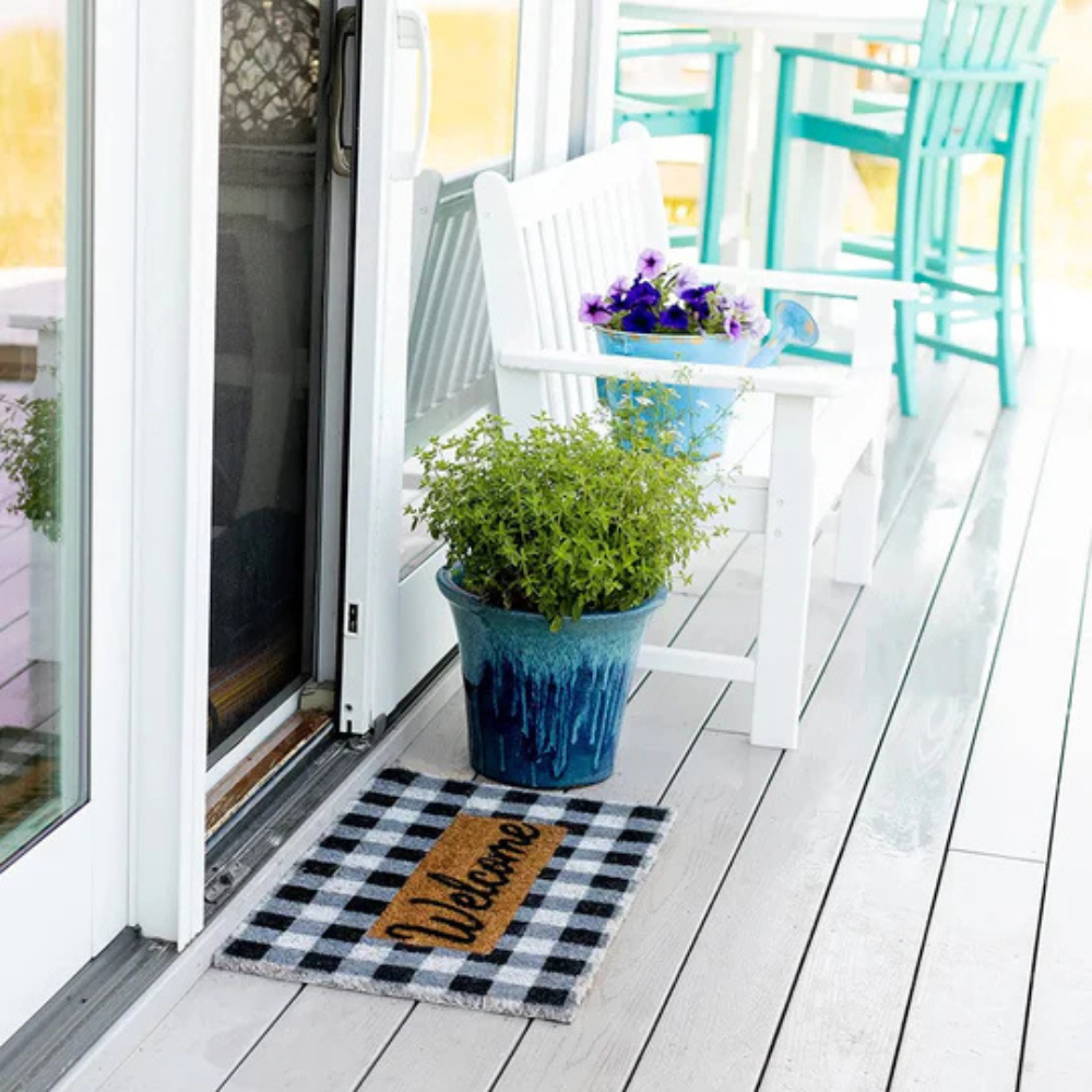Buffalo Plaid Welcome Door Mat – Absorbent Non-Slip Entryway Mat