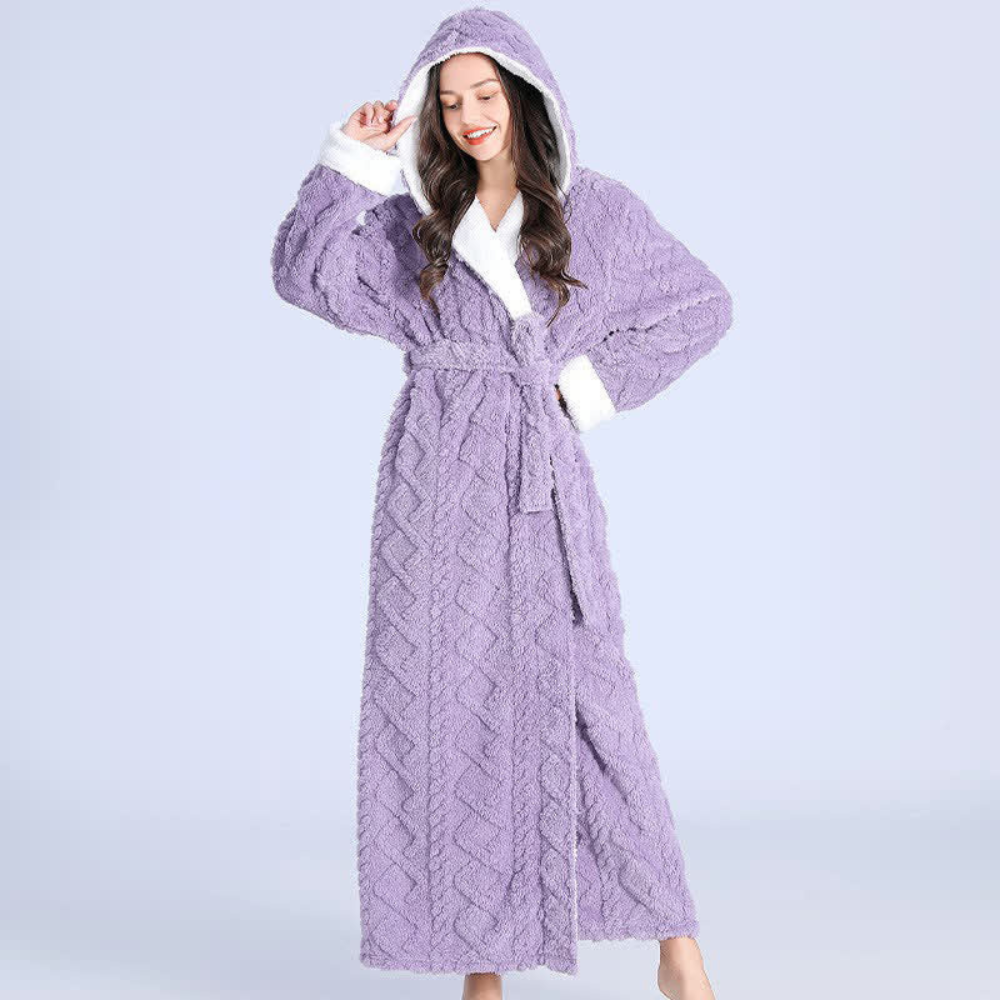 Plush Long Hooded Robe – Ultra-Soft Full-Length Bathrobe