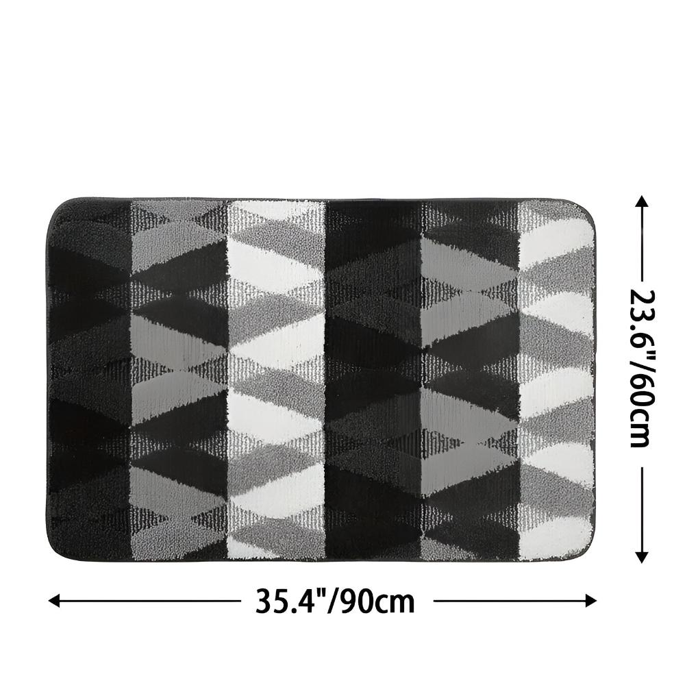 Soft Microfibre Geometric Rug – Non-Slip Absorbent Entryway Mat