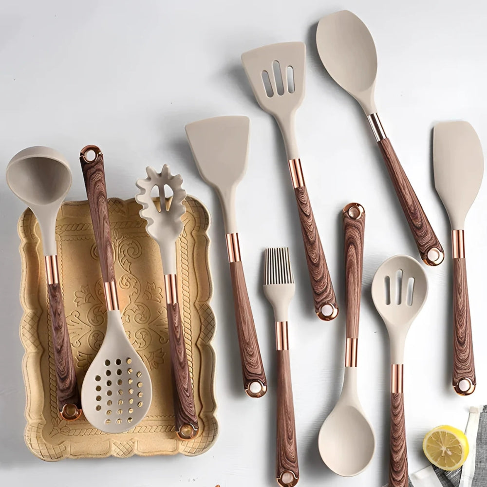 Luxe Silicone Cooking Utensils – 10-Piece Non-Stick Kitchen Tool Set